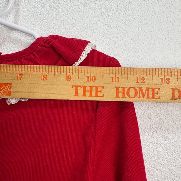 Kaisely Vintage Girls Red Corduroy Long Sleeve Dress 4T Holiday Winter - Picture 6 of 6